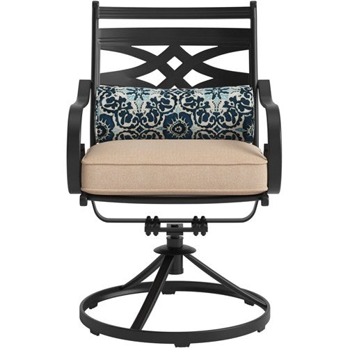 Hanover - Montclair 11pc: 10 Swivel Rockers, 60"x84" Rectangle Dining Table - Tan/Brown-United Backyard