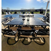 Hanover - Montclair 11pc: 10 Swivel Rockers, 60"x84" Rectangle Dining Table - Tan/Brown-United Backyard