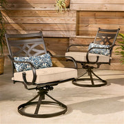 Hanover - Montclair 11pc: 10 Swivel Rockers, 60"x84" Rectangle Dining Table - Tan/Brown-United Backyard