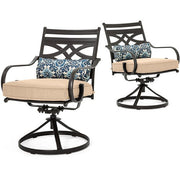 Hanover - Montclair 11pc: 10 Swivel Rockers, 60"x84" Rectangle Dining Table - Tan/Brown-United Backyard