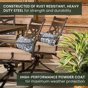 Hanover - Montclair 11pc: 10 Swivel Rockers, 60"x84" Rectangle Dining Table - Tan/Brown-United Backyard