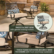 Hanover - Montclair 11pc: 10 Swivel Rockers, 60"x84" Rectangle Dining Table - Tan/Brown-United Backyard