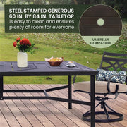 Hanover - Montclair 11pc: 10 Swivel Rockers, 60"x84" Rectangle Dining Table - Tan/Brown-United Backyard