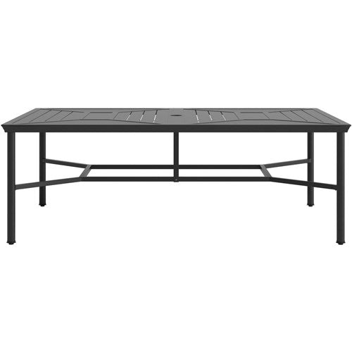 Hanover - Montclair 11pc: 10 Swivel Rockers, 60"x84" Table, Umbrella, Base - Navy/Brown-United Backyard