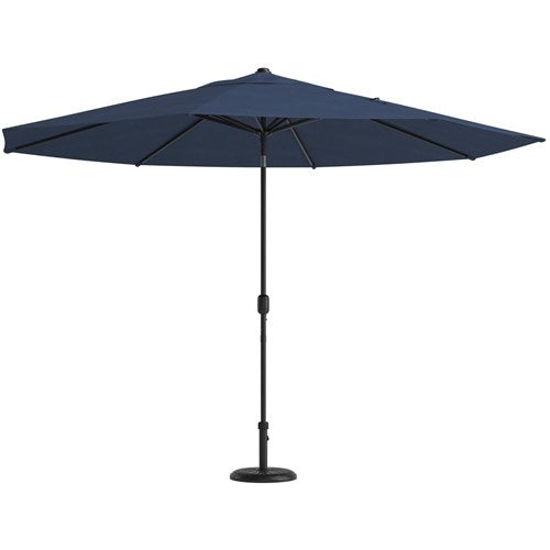 Hanover - Montclair 11pc: 10 Swivel Rockers, 60"x84" Table, Umbrella, Base - Navy/Brown-United Backyard