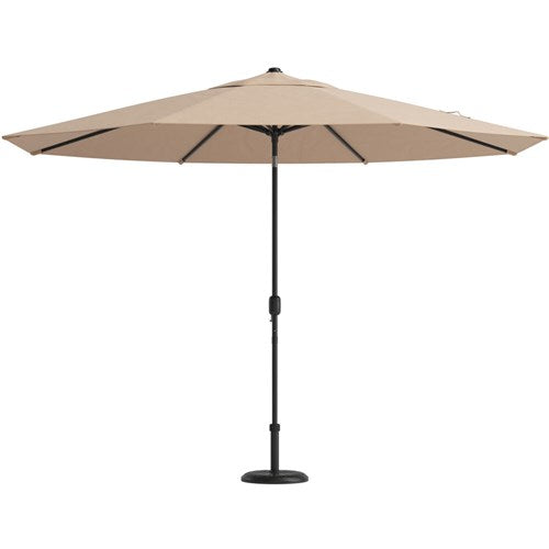 Hanover - Montclair 11pc: 10 Swivel Rockers, 60"x84" Table, Umbrella, Base - Tan/Brown-United Backyard