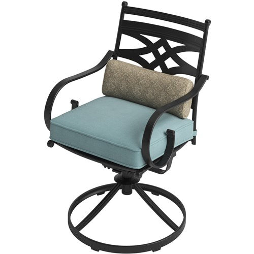 Hanover - Montclair 3pc: 2 Swivel Rockers, 27" Square Bistro Table - Ocean Blue/Brown-United Backyard