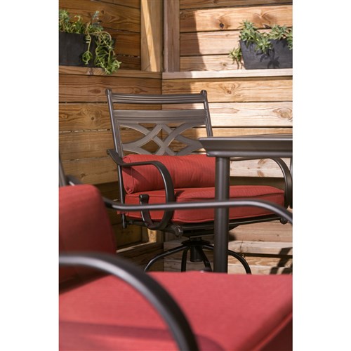 Hanover - Montclair 3pc High Dining: 2 Swivel Chairs, 33" Square High Dining Table - Chili Red/Brown-United Backyard