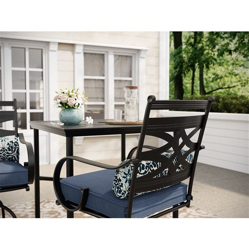 Hanover - Montclair 3pc High Dining: 2 Swivel Chairs, 33" Square High Dining Table - Navy/Brown-United Backyard