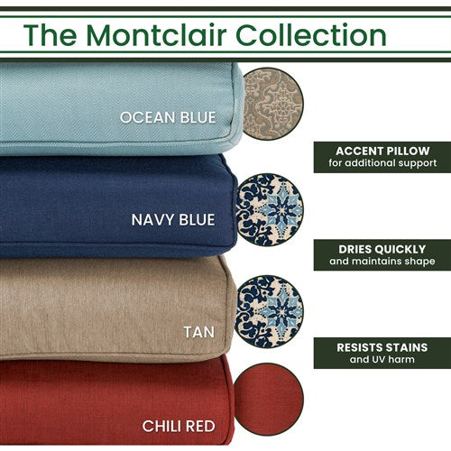 Hanover - Montclair 3pc High Dining: 2 Swivel Chairs,33" Square High Table, Umbrella & Base - Navy/Brown-United Backyard