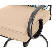 Hanover - Montclair 5pc: 4 Swivel Rockers, 40" Square Dining Table, Umbrella & Base - Tan/Brown-United Backyard