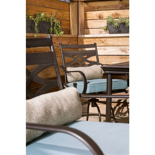 Hanover - Montclair 5pc High Dining: 4 Swivel Chairs, 33" Square High Dining Table - Ocean Blue/Brown-United Backyard