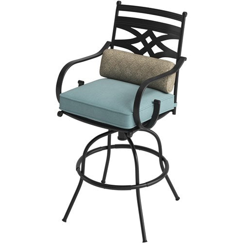 Hanover - Montclair 5pc High Dining: 4 Swivel Chairs, 33" Square High Dining Table - Ocean Blue/Brown-United Backyard