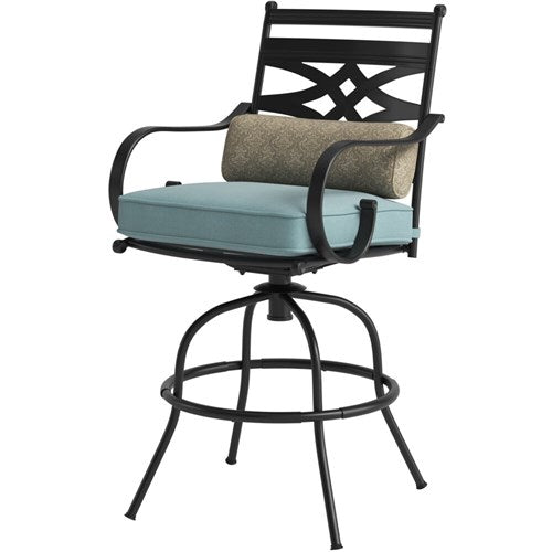 Hanover - Montclair 5pc High Dining: 4 Swivel Chairs, 33" Square High Dining Table - Ocean Blue/Brown-United Backyard