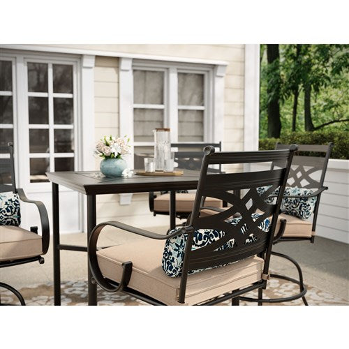 Hanover - Montclair 5pc High Dining: 4 Swivel Chairs, 33" Square High Dining Table - Tan/Brown-United Backyard