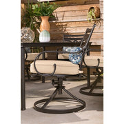 Hanover - Montclair 7pc: 6 Swivel Rockers, 40x66" Dining Table - Tan/Brown-United Backyard