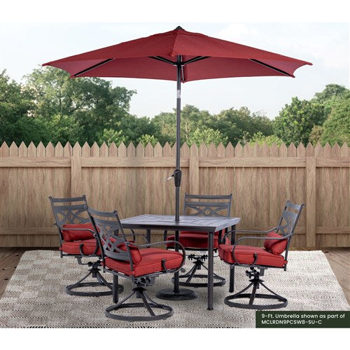 Hanover - Montclair 9' Umbrella - Chili Red/Brown-United Backyard