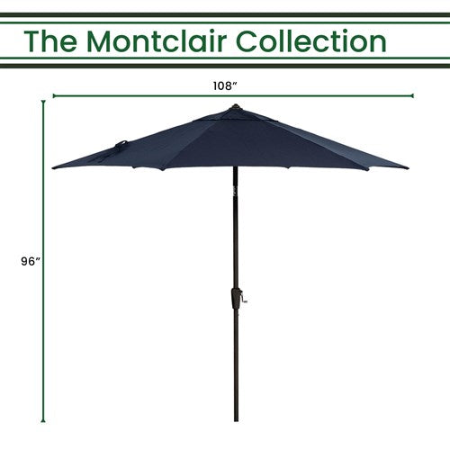 Hanover - Montclair 9' Umbrella - Navy/Brown-United Backyard