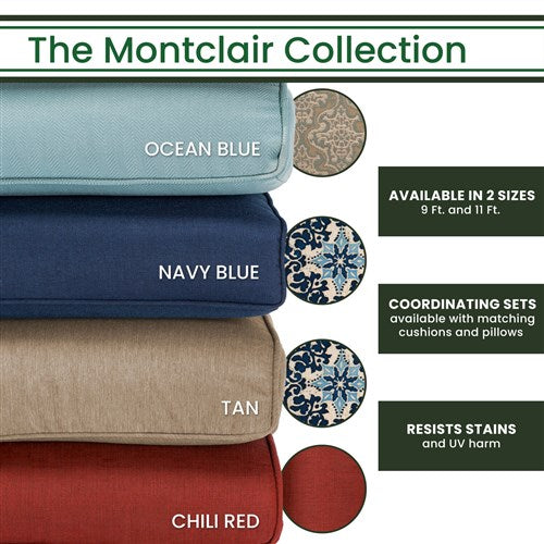 Hanover - Montclair 9' Umbrella - Navy/Brown-United Backyard