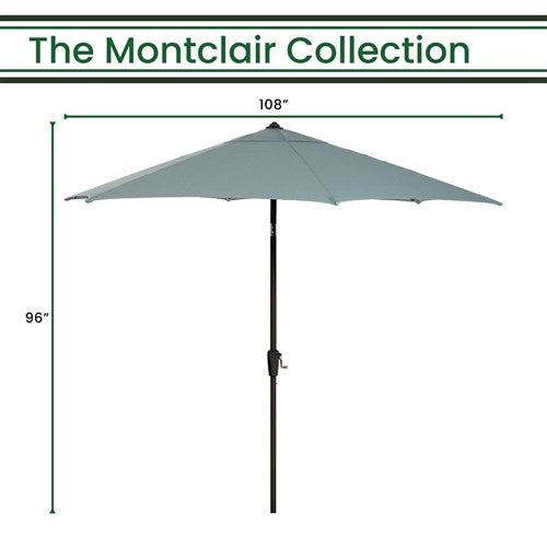 Hanover - Montclair 9' Umbrella - Ocean Blue/Brown-United Backyard