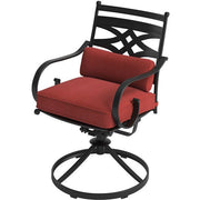 Hanover - Montclair 9pc: 8 Swivel Rockers, 42"x84" Rectangle Dining Table - Chili Red/Brown-United Backyard