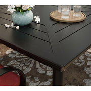 Hanover - Montclair 9pc: 8 Swivel Rockers, 42"x84" Rectangle Dining Table - Chili Red/Brown-United Backyard