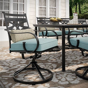 Hanover - Montclair 9pc: 8 Swivel Rockers, 42"x84" Rectangle Dining Table - Ocean Blue/Brown-United Backyard