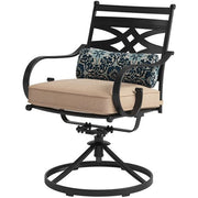 Hanover - Montclair 9pc: 8 Swivel Rockers, 42"x84" Rectangle Dining Table - Tan/Brown-United Backyard