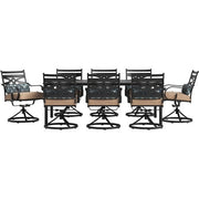 Hanover - Montclair 9pc: 8 Swivel Rockers, 42"x84" Rectangle Dining Table - Tan/Brown-United Backyard