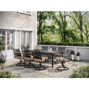 Hanover - Montclair 9pc: 8 Swivel Rockers, 42"x84" Rectangle Dining Table - Tan/Brown-United Backyard