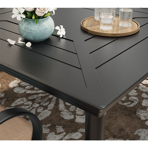 Hanover - Montclair 9pc: 8 Swivel Rockers, 42"x84" Rectangle Dining Table - Tan/Brown-United Backyard