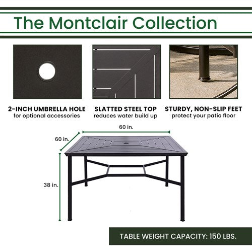 Hanover - Montclair 9pc High Dining: 8 Swivel Chairs, 60" High Table, Umbrella & Base - Navy/Brown-United Backyard