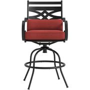 Hanover - Montclair 9pc High Dining: 8 Swivel Chairs, 60" Square High Table - Chili Red/Brown-United Backyard