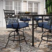 Hanover - Montclair 9pc High Dining: 8 Swivel Chairs, 60" Square High Table - Navy/Brown-United Backyard