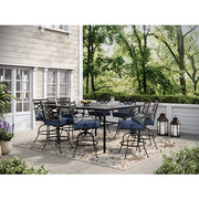 Hanover - Montclair 9pc High Dining: 8 Swivel Chairs, 60" Square High Table - Navy/Brown-United Backyard