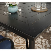 Hanover - Montclair 9pc High Dining: 8 Swivel Chairs, 60" Square High Table - Navy/Brown-United Backyard