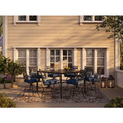 Hanover - Montclair 9pc High Dining: 8 Swivel Chairs, 60" Square High Table - Navy/Brown-United Backyard
