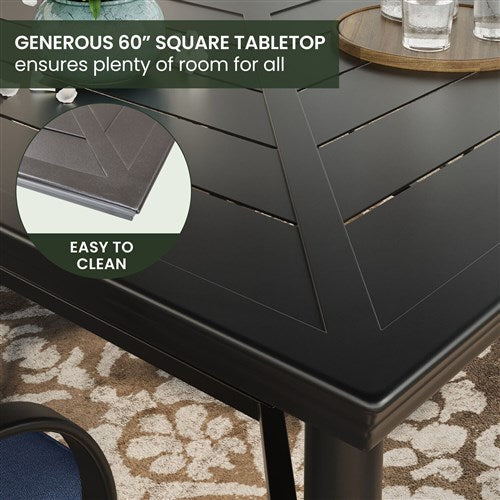 Hanover - Montclair 9pc High Dining: 8 Swivel Chairs, 60" Square High Table - Navy/Brown-United Backyard