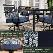 Hanover - Montclair 9pc High Dining: 8 Swivel Chairs, 60" Square High Table - Navy/Brown-United Backyard