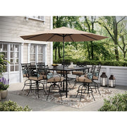 Hanover - Montclair 9pc High Dining: 8 Swivel Chairs, 60" Square High Table - Tan/Brown-United Backyard