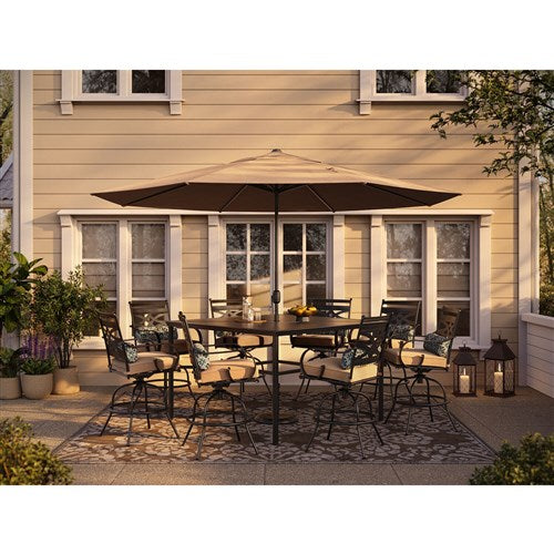 Hanover - Montclair 9pc High Dining: 8 Swivel Chairs, 60" Square High Table - Tan/Brown-United Backyard