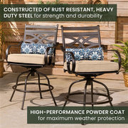 Hanover - Montclair 9pc High Dining: 8 Swivel Chairs, 60" Square High Table - Tan/Brown-United Backyard