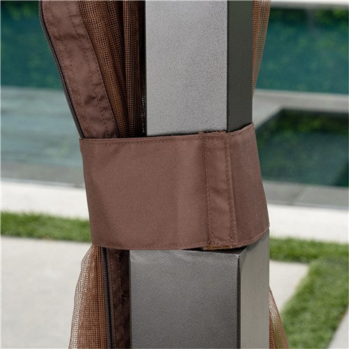 Hanover - Morning Vale9.9'x9.35' Aluminum and Steel Gazebo with Netting - Brown/Dark Gray-United Backyard