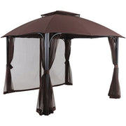 Hanover - Morning Vale9.9'x9.35' Aluminum and Steel Gazebo with Netting - Brown/Dark Gray-United Backyard