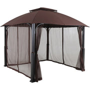Hanover - Morning Vale9.9'x9.35' Aluminum and Steel Gazebo with Netting - Brown/Dark Gray-United Backyard