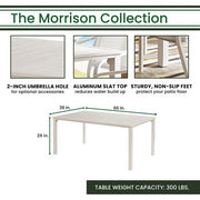 Hanover - Morrison 7pc Dining: 6 Sling Chairs and 66"x38" Slat Table - White/Multi-United Backyard