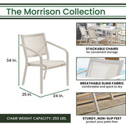 Hanover - Morrison 7pc Dining: 6 Sling Chairs and 66"x38" Slat Table - White/Multi-United Backyard