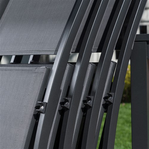 Hanover - Naples 11pc: 10 Aluminum Sling Folding Chairs, Aluminum Extension Table - Gray/Gray-United Backyard