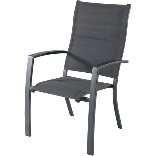 Hanover - Naples 11pc: 10 High Back Padded Sling Chairs, Aluminum Extension Table - Gray/Gray-United Backyard