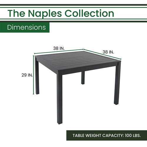 Hanover - Naples 38" Aluminum Slat Square Table - Grey (NAPDNSQTBL-GRY)-United Backyard